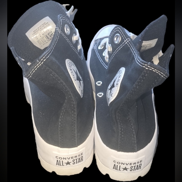 Converse All Star Lugged Black Canvas High-Tops with White Accents - Picture 2 of 6